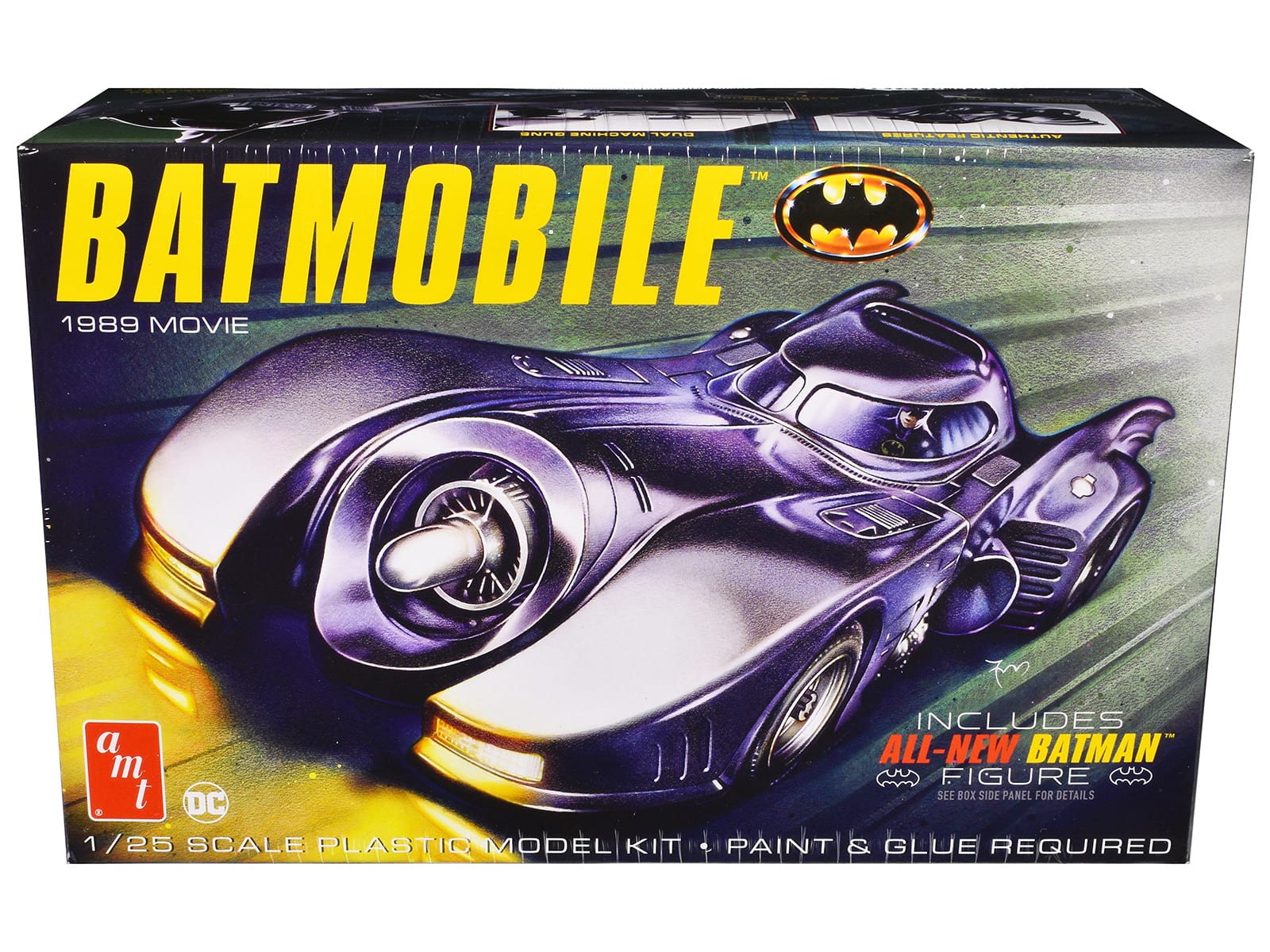 Skill 2 Model Kit Batmobile with Seated Batman Figure "Batman" (1989) Movie 1/25 Scale Model by AMT - Purple