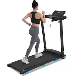 Chery Life - 3.0 HP 300 LBS Weight Capacity Quiet Foldable Treadmills with Heart Rate Sensors - Black