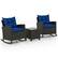 Angle. Costway - 3 PCS Patio Wicker Rocking Set with Tempered Glass Table & Soft Cushions Outdoor - Navy.