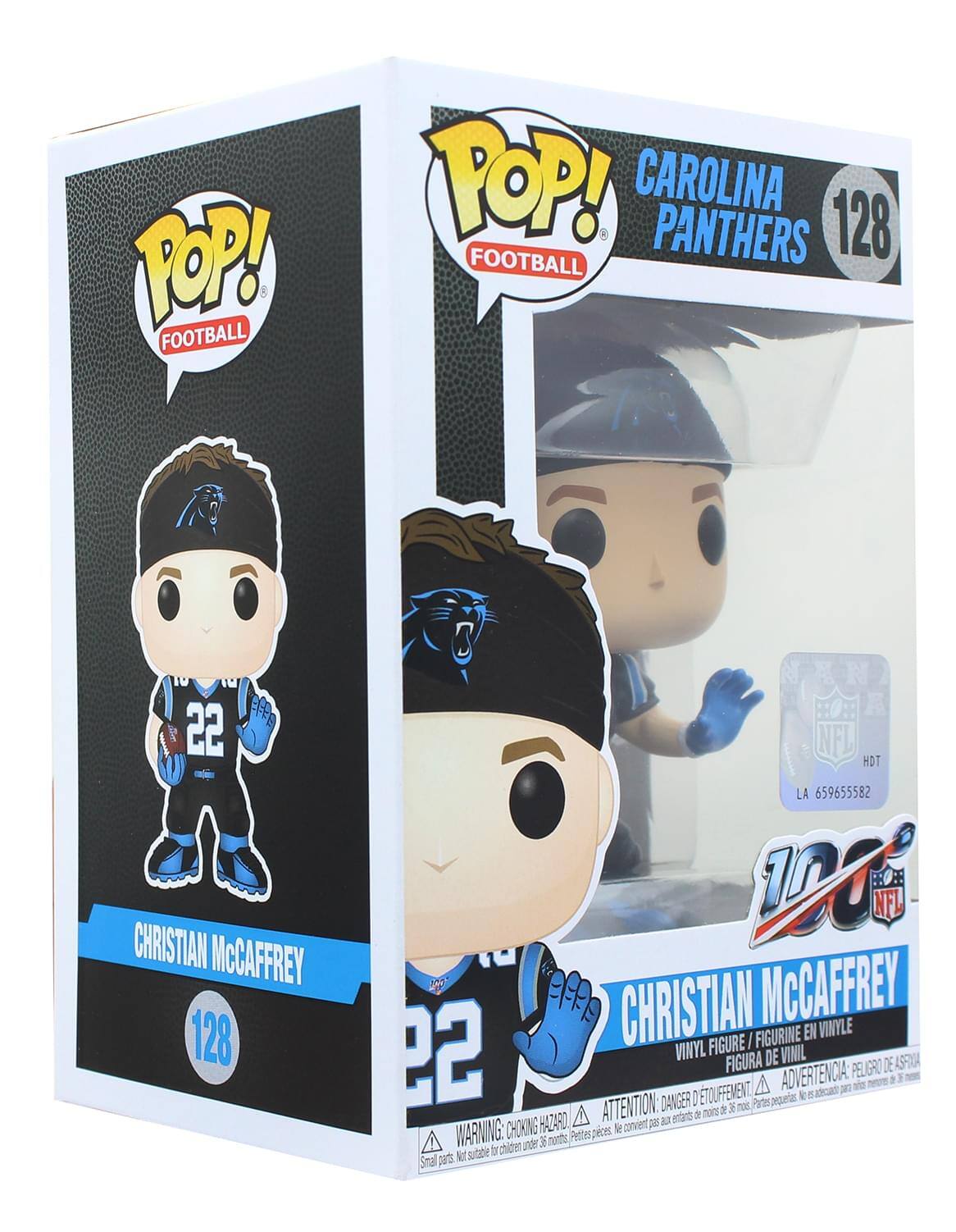 POP! FOOTBALL  
CAROLINA PANTHERS 128  
CHRISTIAN McCaffrey  

VINYL FIGURE / FIGURINE EN VINYLE / FIGURA DE VINIL  

WARNING: CHOKING HAZARD - Small parts. Not for children under 3 years.  
ADVERTENCIA: PELIGRO DE ASFIXIA - Piezas pequeñas. No es adecuado para niños menores de 3 años.  
ATTENTION: DANGER D'ETOUFFEMENT - Petits éléments. Ne convient pas aux enfants de moins de 3 ans.  

NFL HDI LA 659655582