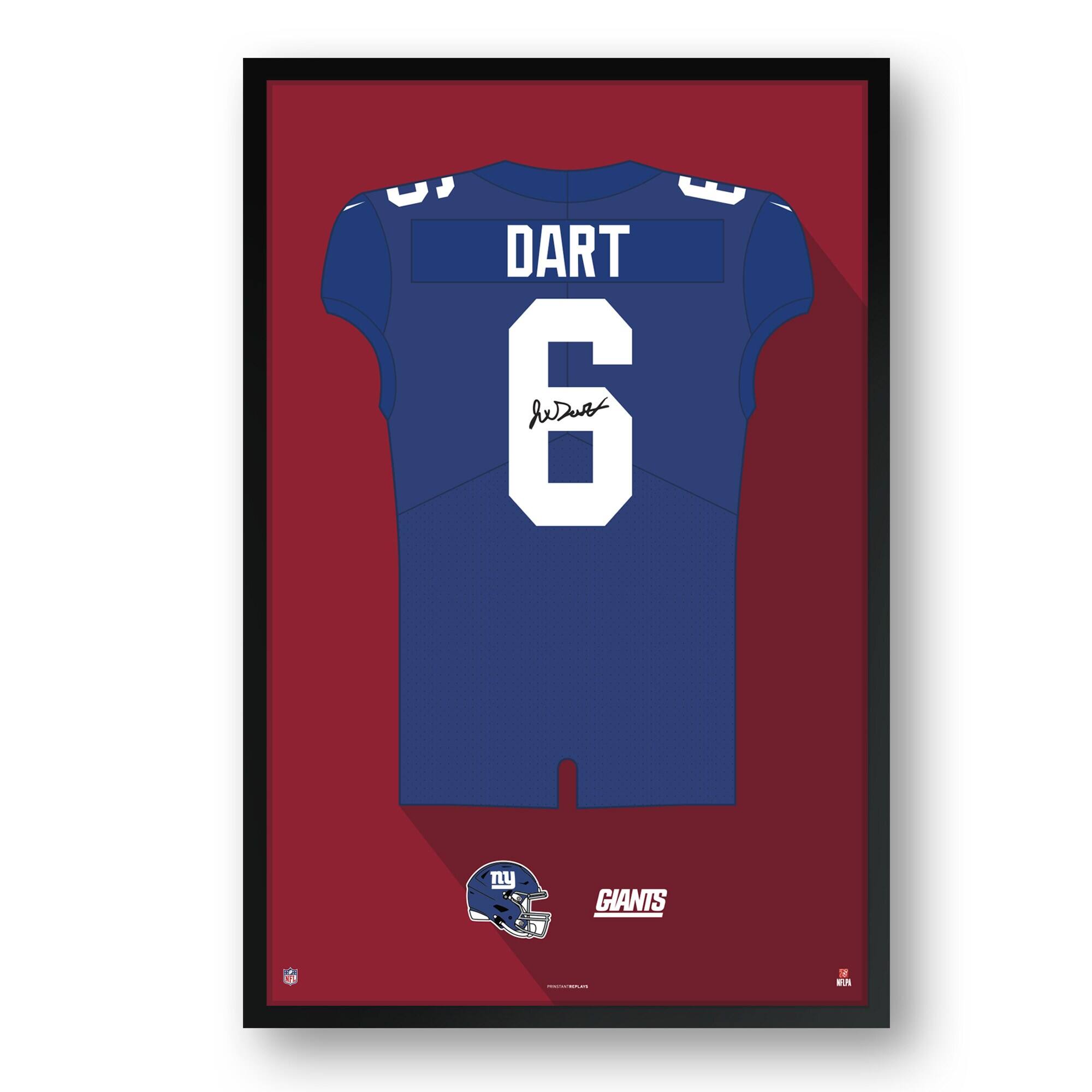 Sporticulture - Jaxson Dart New York Giants Facsimile Signature Framed Jersey Art Print - Blue