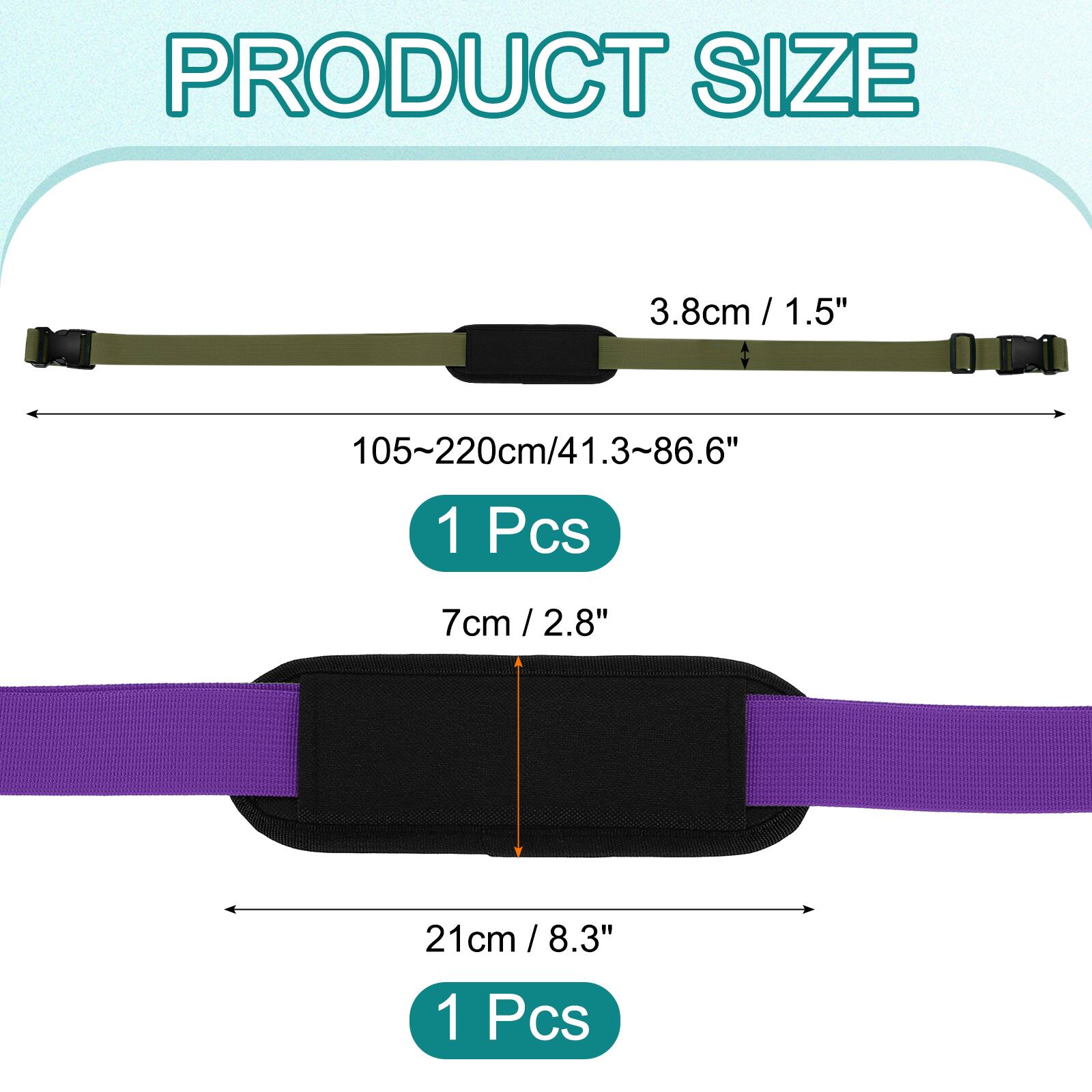 PRODUCT SIZE

3.8cm / 1.5"  
105~220cm / 41.3~86.6"  
1 Pcs  

7cm / 2.8"  
21cm / 8.3"  
1 Pcs