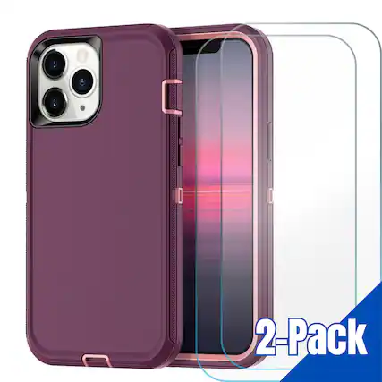 Front. Entronix - Entronix Heavy Duty Bundle for iPhone 12/12 Pro - Case & 2 Screen Protectors - Purple.