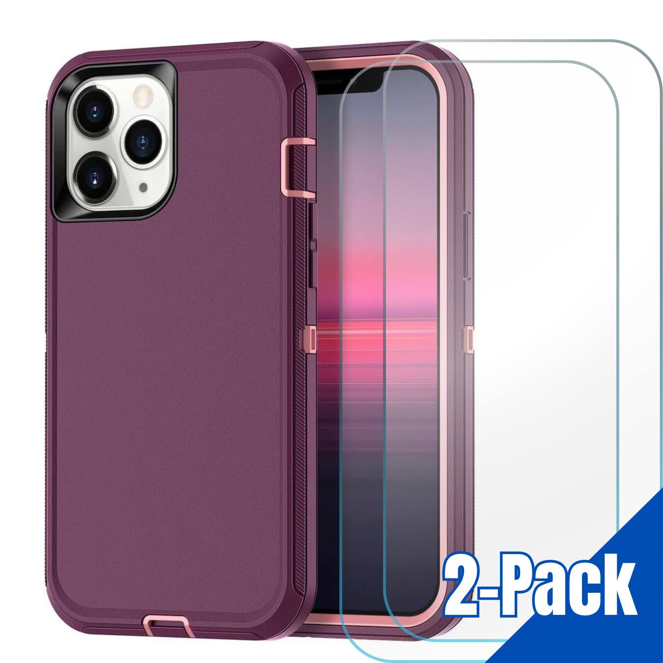 Front. Entronix - Entronix Complete Protection Bundle for iPhone 12 Pro Max - Heavy Duty Case with 2 Clear Screen Protectors - Purple.