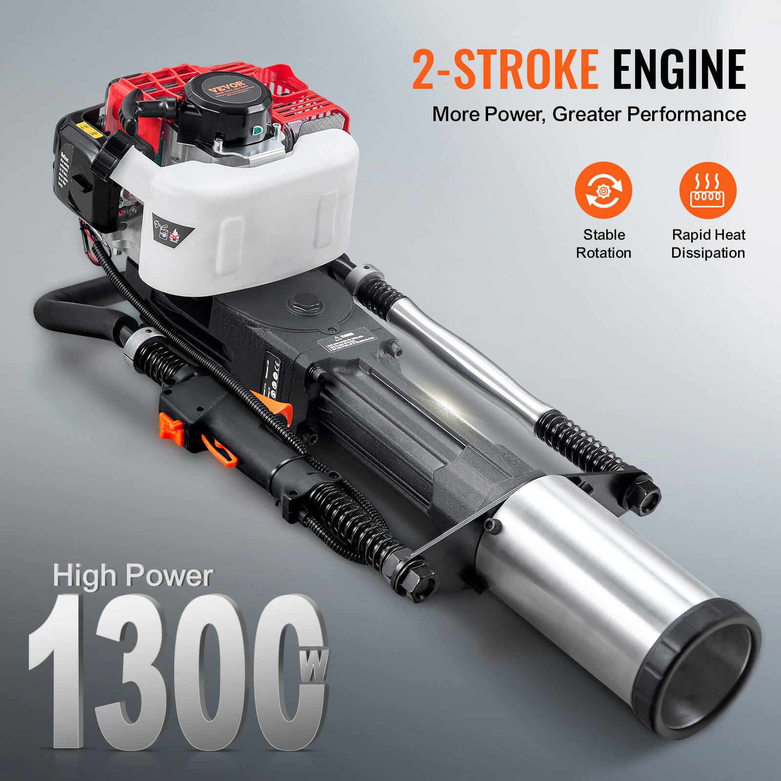 2-STROKE ENGINE  
More Power, Greater Performance  

Stable Rotation  
Rapid Heat Dissipation  

High Power 1300 W