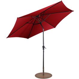 Costway - 10ft Patio Umbrella Outdoor W/ 59 LBS Heavy-Duty Round Umbrella Stand - Wine