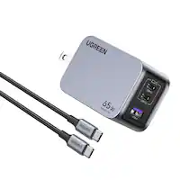 UGREEN - Nexoede Pro 65W USB-C Charger Set, PPS 3-Port Compact Foldable GaN Charger for MacBook Pro/Air, iPad, iPhone Series - Space Gray - Front_Zoom