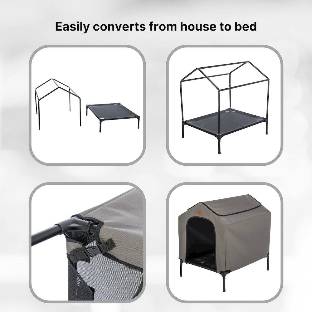 Easily converts from house to bed
