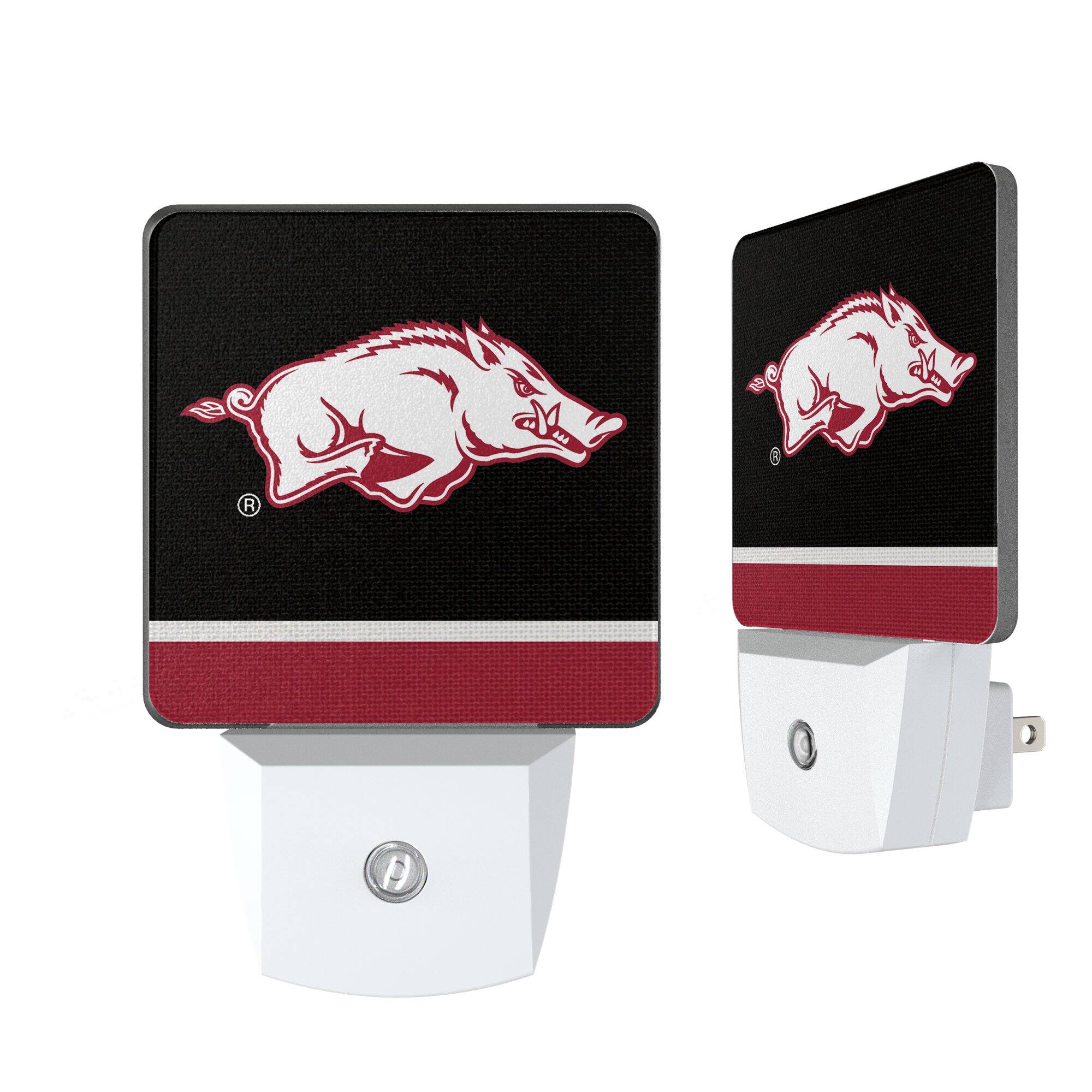 Front. Keyscaper - Arkansas Razorbacks Stripe Design Nightlight 2-Pack - Multicolor.