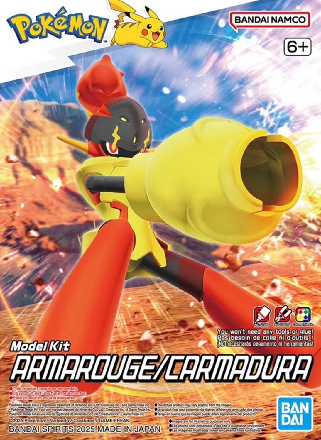 Pokémon BANDAI NAMCO 6+ NOOL OOS Cre

You won't need any tools or glue!  
Pas besoin de colle ni d'outils!  
No necesitarás pegamento ni herramientas!

Model Kit  
ARMAROUGE/CARMADURA

This product requires assembly.  
Ce produit est à monter.  
Este producto requiere montaje.

The actual product may vary slightly from the images.  
Le produit final peut présenter de légères différences avec celui des photos.  
El producto final puede diferir ligeramente de la imagen.

Pokémon Model Kit is a registered trademark of Nintendo Co., Ltd. Creatures Inc. and Game Freak Inc.  
Pokémon Model Kit est une marque déposée de Nintendo Co., Ltd. Creatures Inc. et Game Freak Inc.  
Pokémon Model Kit es una marca registrada de Nintendo Co., Ltd. Creatures Inc. y Game Freak Inc.

2025 Pokémon / Nintendo / Creatures / GAME FREAK

BANDAI SPIRITS 2025 MADE IN JAPAN