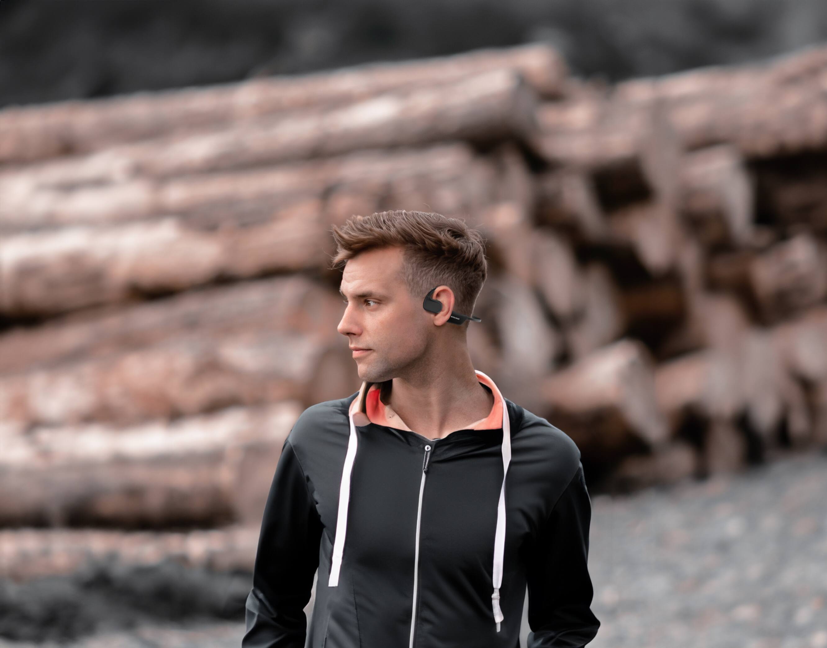 Alt View 3. OPN Sound - Aperto Open-Ear Wireless Headphones - Black.