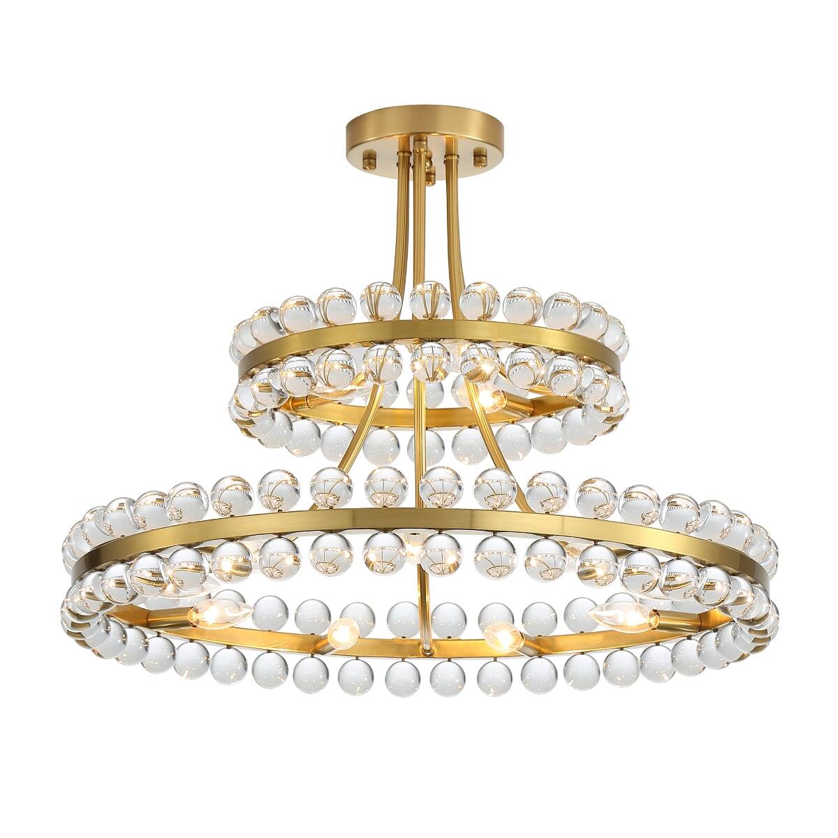Angle. Loheer - Loheer 27 Inch Crystal Ball Chandelier Bronze Modern Pendant Light for Dining Room and Living Room.