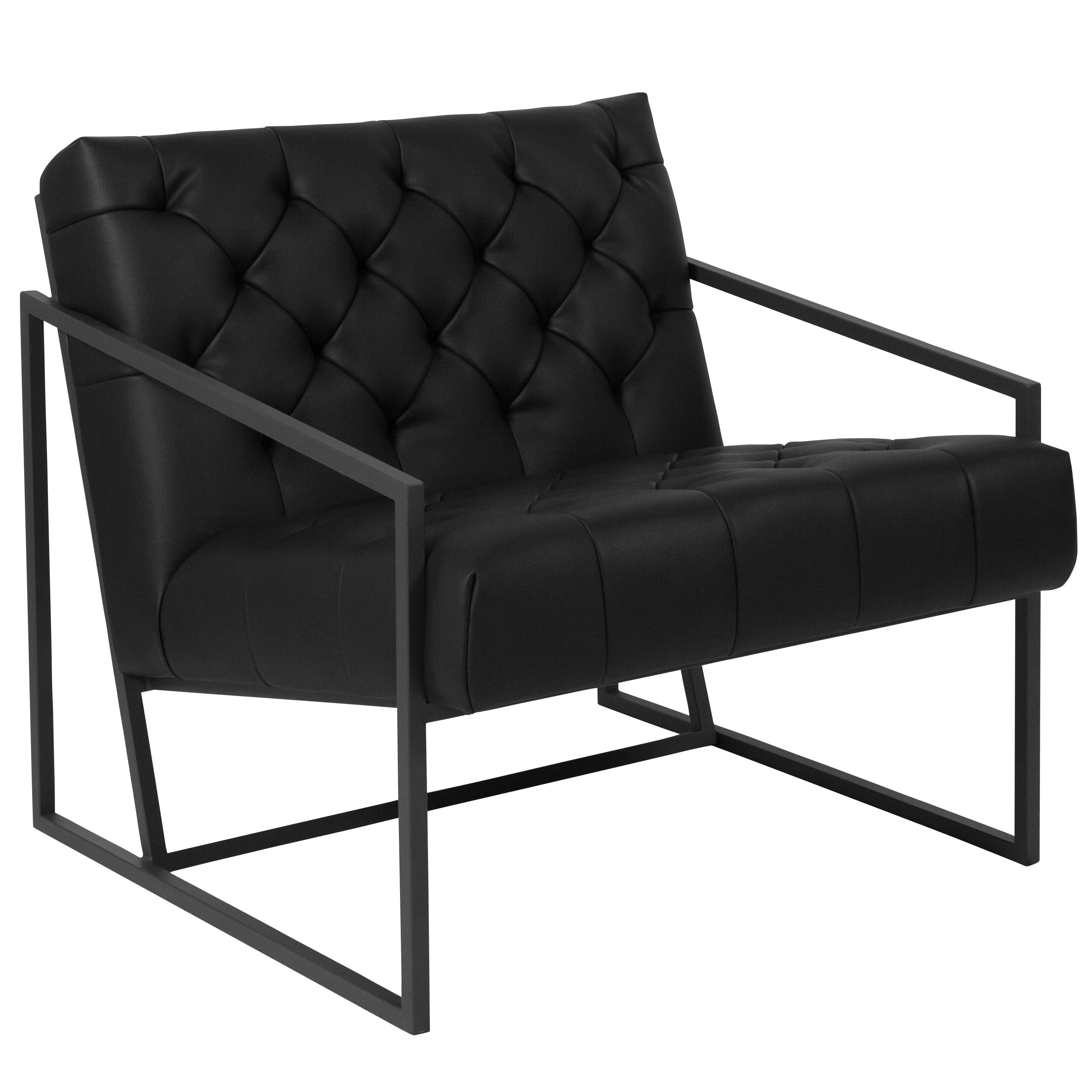 Emma + Oliver - Home Office Tufted Lounge Accent Chair - Black