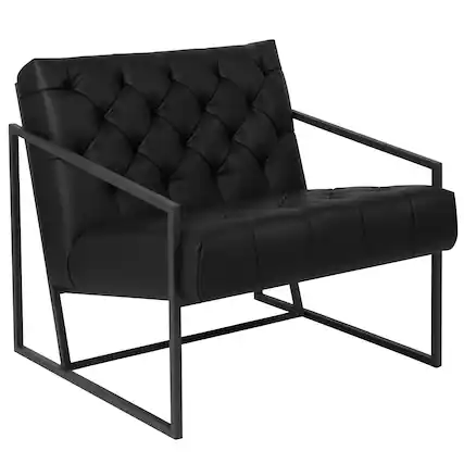 Front. Flash Furniture - HERCULES Madison Series Black LeatherSoft Tufted Lounge Chair - Black.