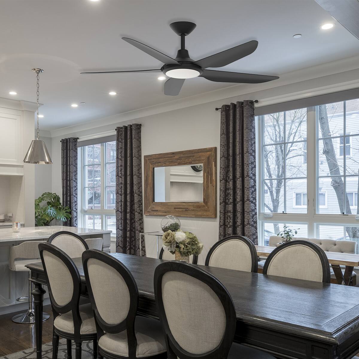Alt View 7. ENLIGHT - 52" Smart DC Ceiling Fan, CCT & Dimmable Light, Efficient & Quiet DC Motor, Reverse Mode, Matter, 5-Blade, Damp Rated - Matte Black.