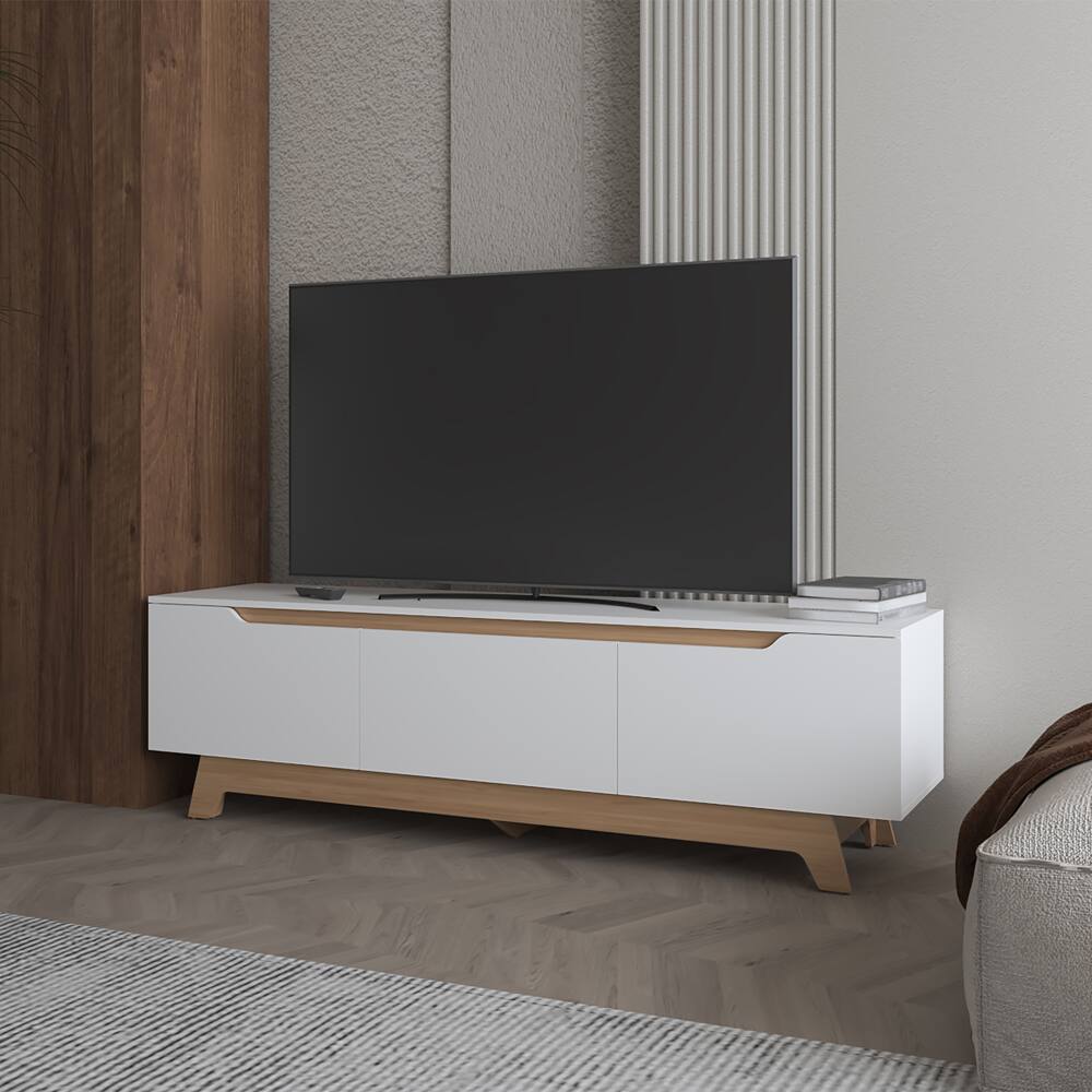 Front. TinyHomie - Yukon Tv Stand Living Room White/Macadamia - Multi.