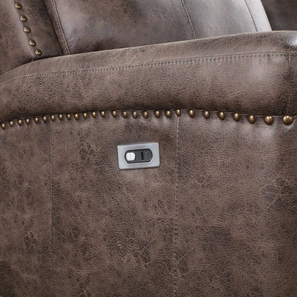 Alt View 3. New Classic Furniture - Quade Glider Recliner W/Pwr Fr-Mocha - Brown.