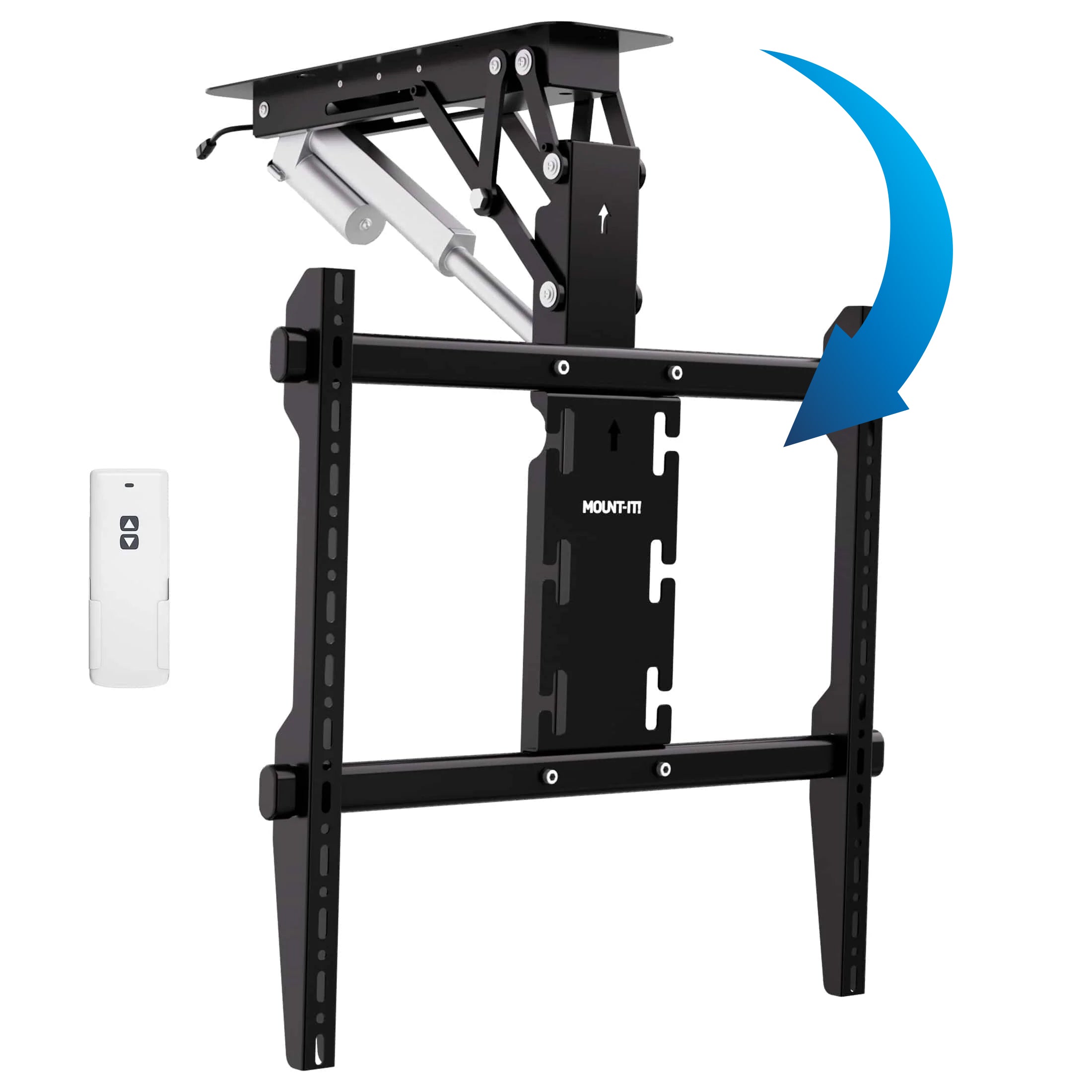 Angle. Mount-It! - Motorized Ceiling TV Mount – 50″–90″ TVs, Remote-Controlled, 0–87.5° Tilt, 88 lb Capacity - Black.