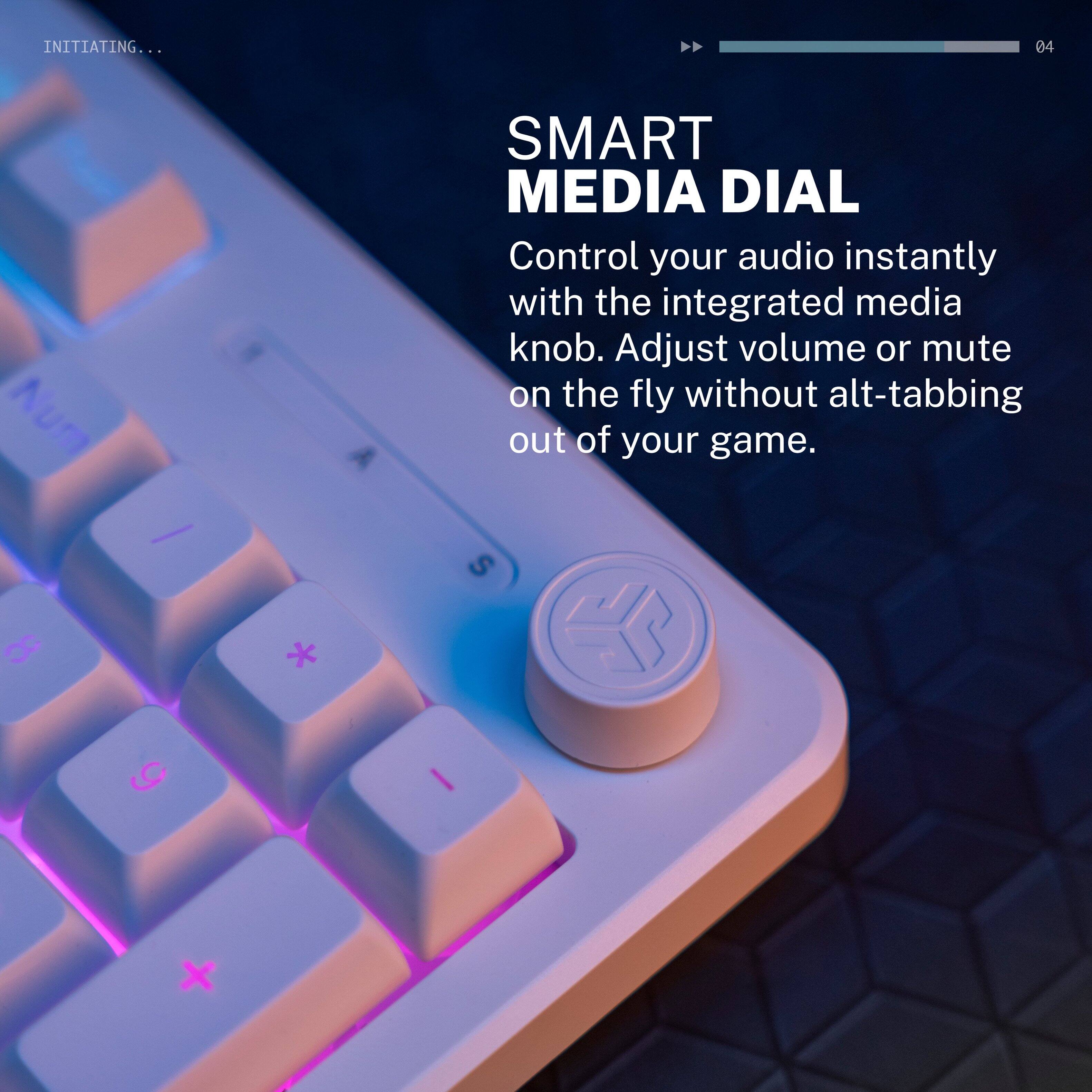 INITIATING...

SMART MEDIA DIAL

Control your audio instantly with the integrated media knob. Adjust volume or mute on the fly without alt-tabbing out of your game.