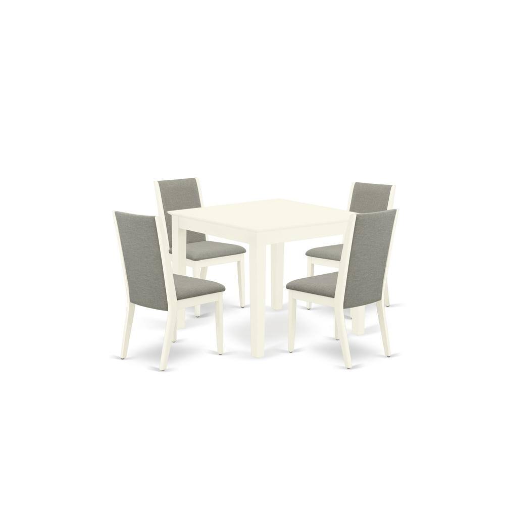 Back. East West Furniture - Dining Room Set Linen White - Brown.
