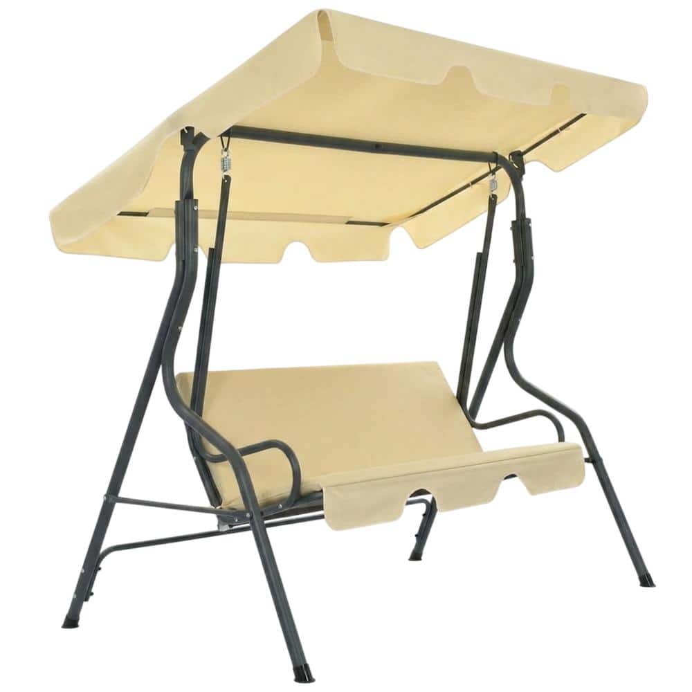 vidaXL - Garden Swing Seat White Powder-coated steel, Polyester Large - Cream