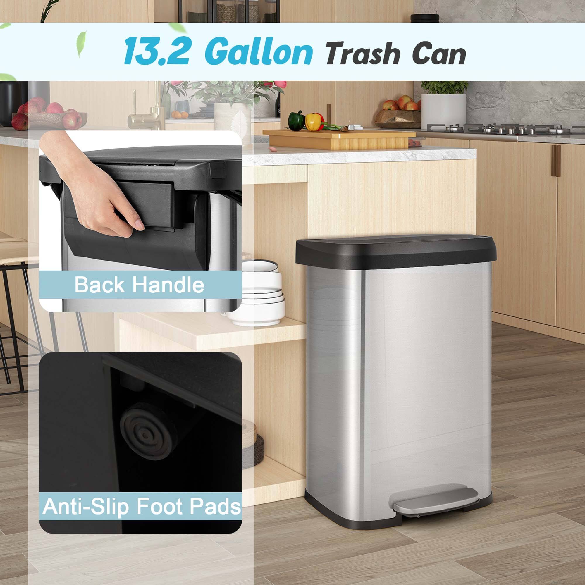 13.2 Gallon Trash Can

- Back Handle
- Anti-Slip Foot Pads