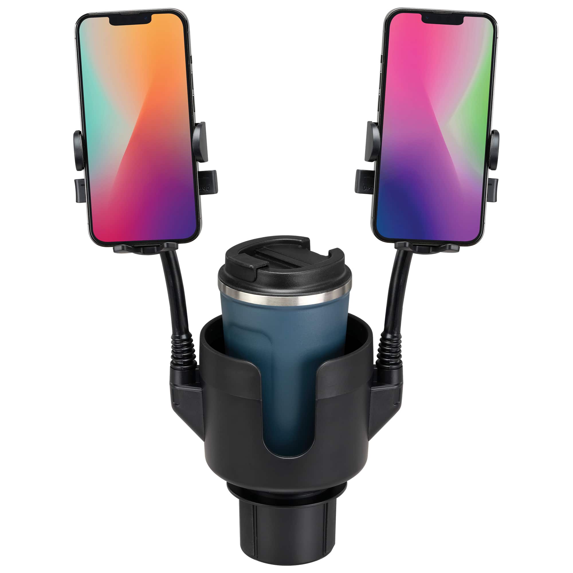 iLive - Handsfree Duo Deluxe Cup Holder with Dual Mobile Phone Holder, IA063 - Black