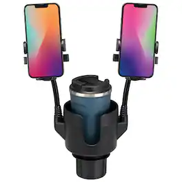 iLive - Handsfree Duo Deluxe Cup Holder with Dual Mobile Phone Holder, IA063 - Black
