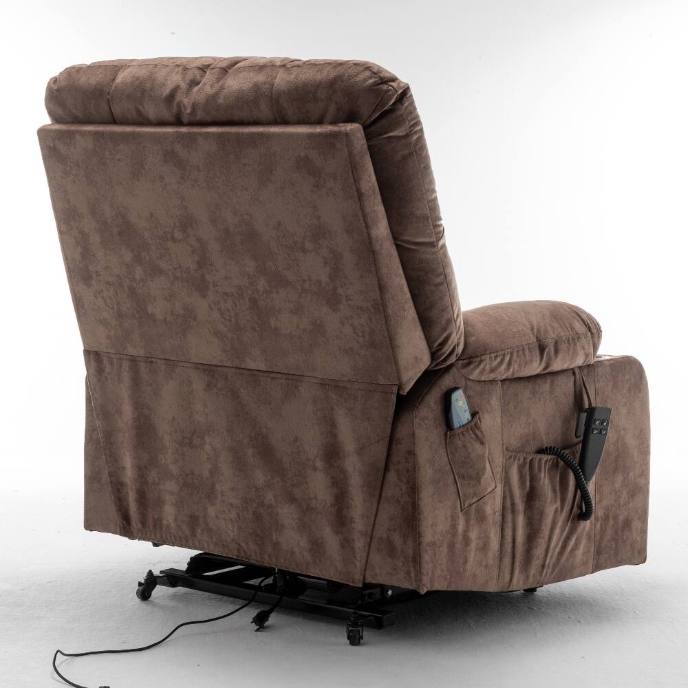 Alt View 4. Ropilly - Ropilly Dual OKIN Motor Lift Recliner Power Lift Chair for Big and Tall Brown Velvet Massage Chair - Brown.