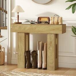 Homcom - Inch Console Table, Sofa Table Behind the Couch with Thickened Tabletop for Living Room, Hallway - Oak