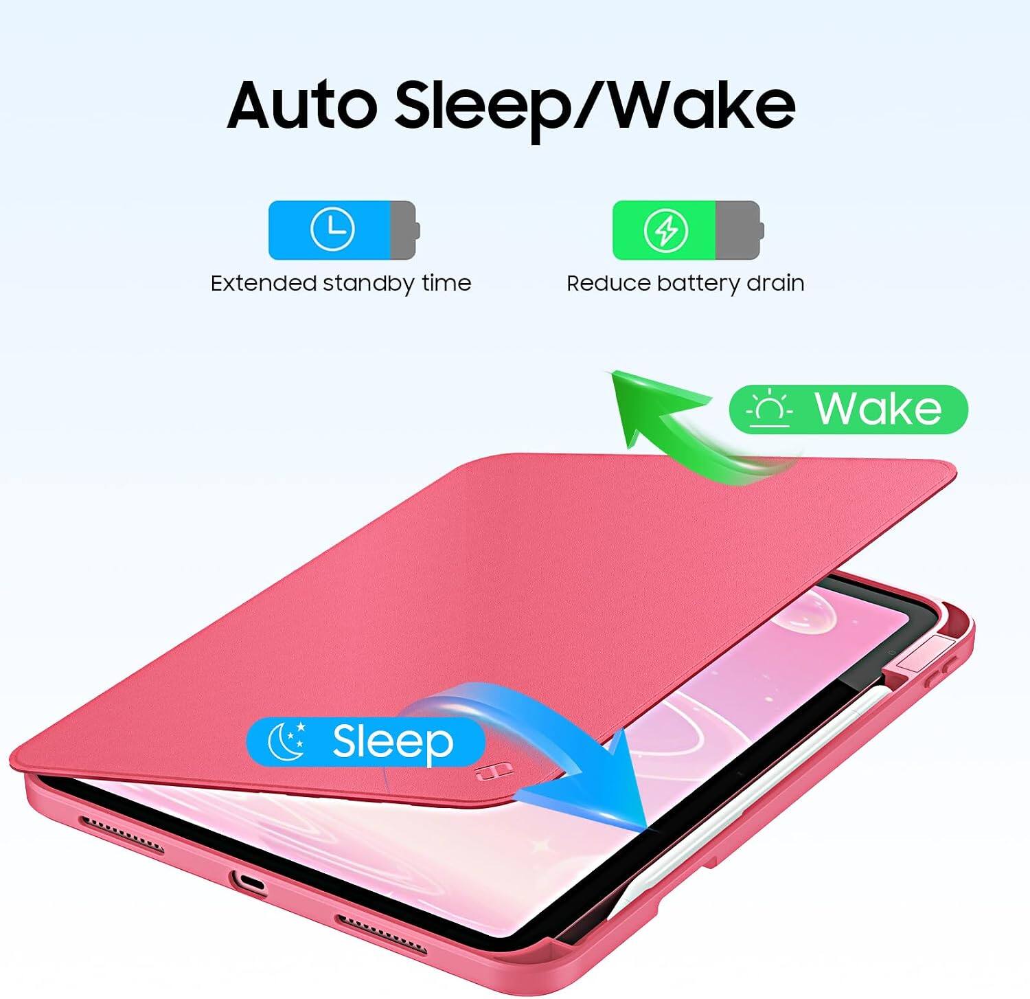 Auto Sleep/Wake

Extended standby time
Reduce battery drain

Wake
Sleep