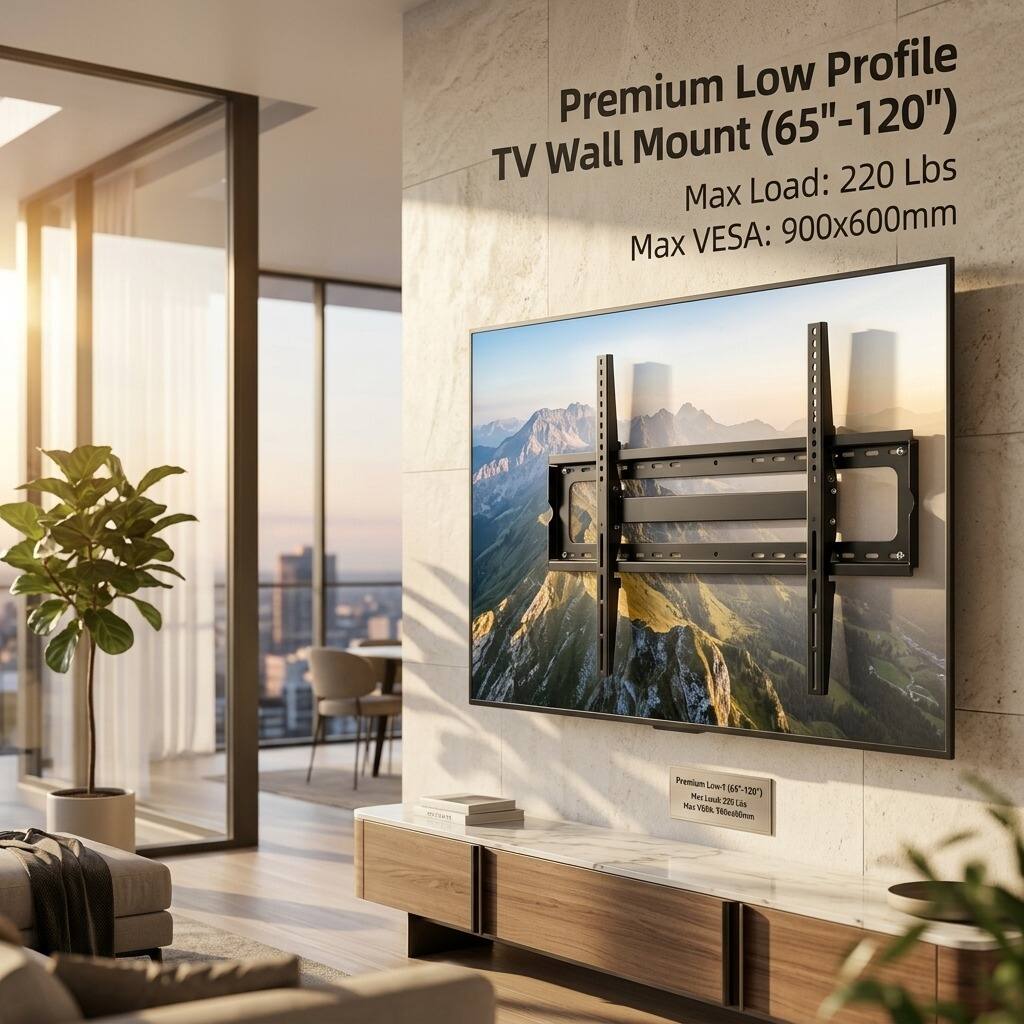 Premium Low Profile TV Wall Mount (65"-120")  
Max Load: 220 Lbs  
Max VESA: 900x600mm