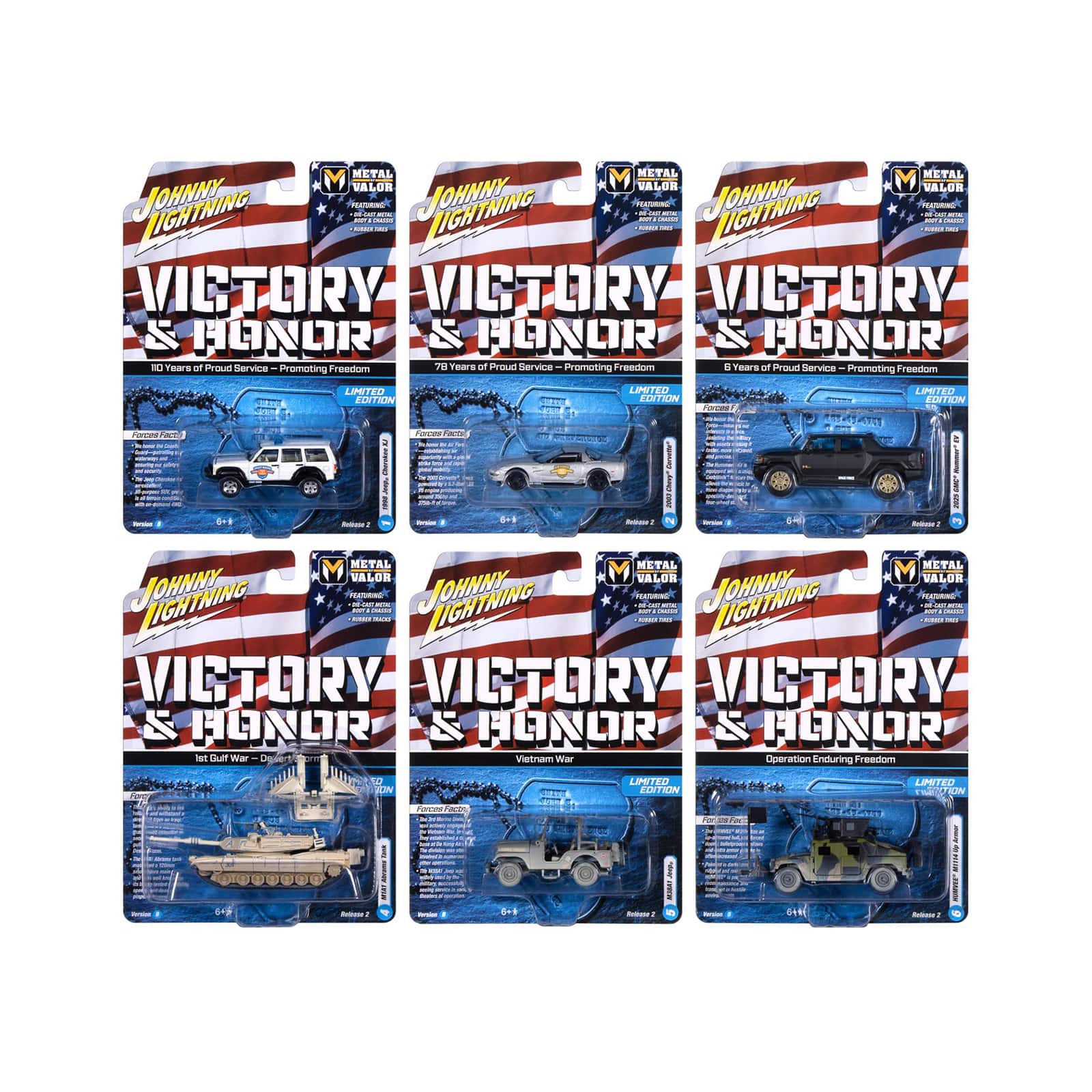 """Military"" Set B of 6 pieces 2025 Release 2 Limited Edition 1/64 Diecast Model Cars by Johnny Lightning" price history on PriceWatchPro