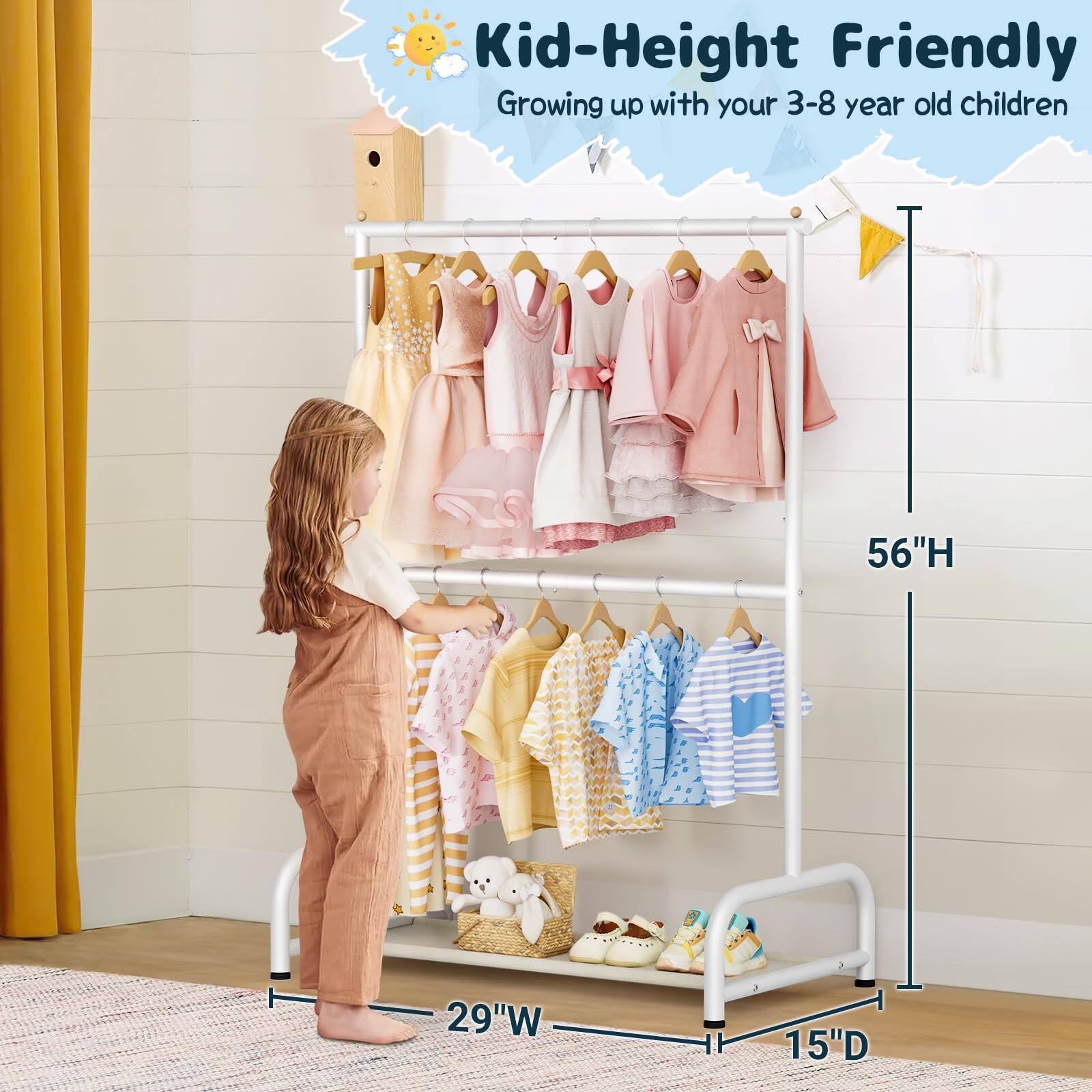 Kid-Height Friendly  
Growing up with your 3-8 year old children  

56"H  
29"W  
15"D