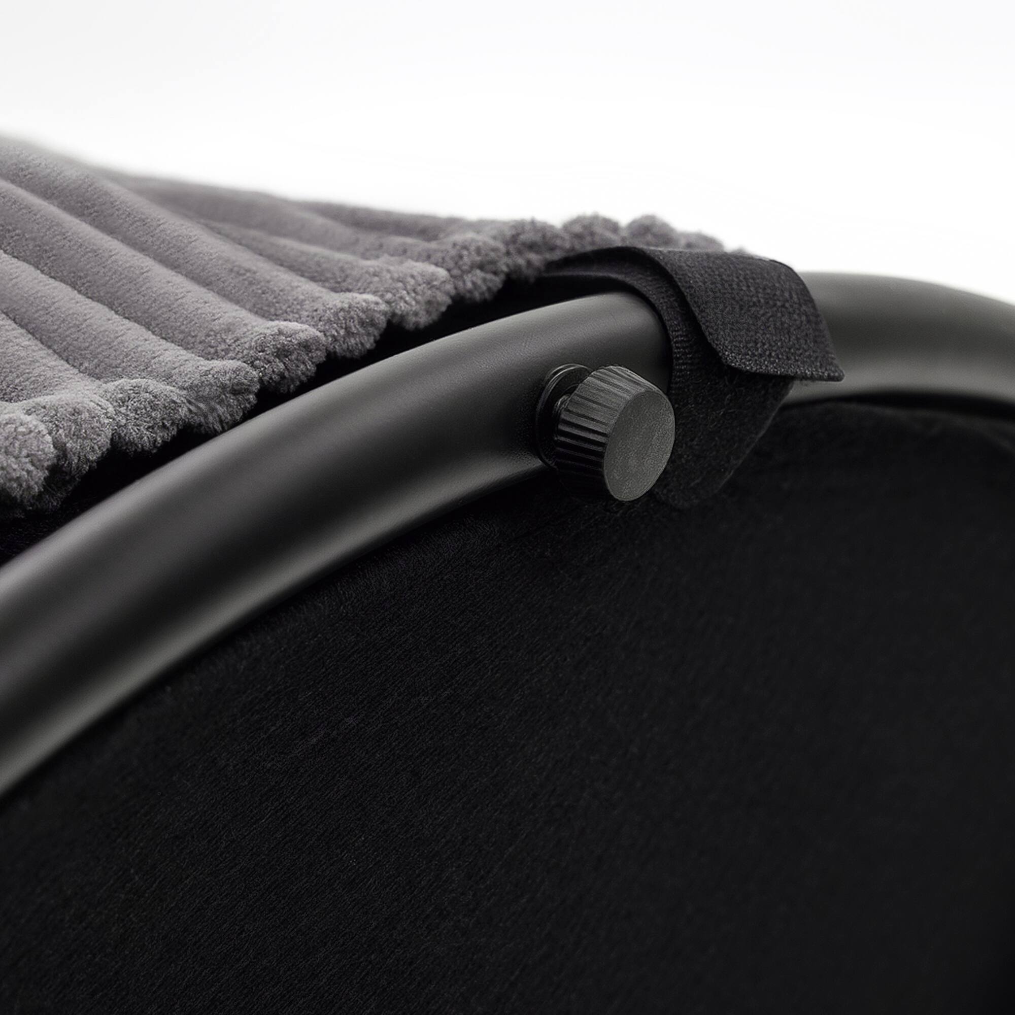 Alt View 8. Homcom - Storage Ottoman with Lid, 24 In Round Pouf Ottoman with Storage, Upholstered Corduroy Foot Rest Stool for Living Room - Grey.