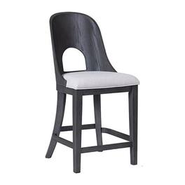 Manhattan Lane - Zoko Counter Height Chair Set of 2, Curved Cut Out Back, Ash Gray Wood - Ash Gray, White