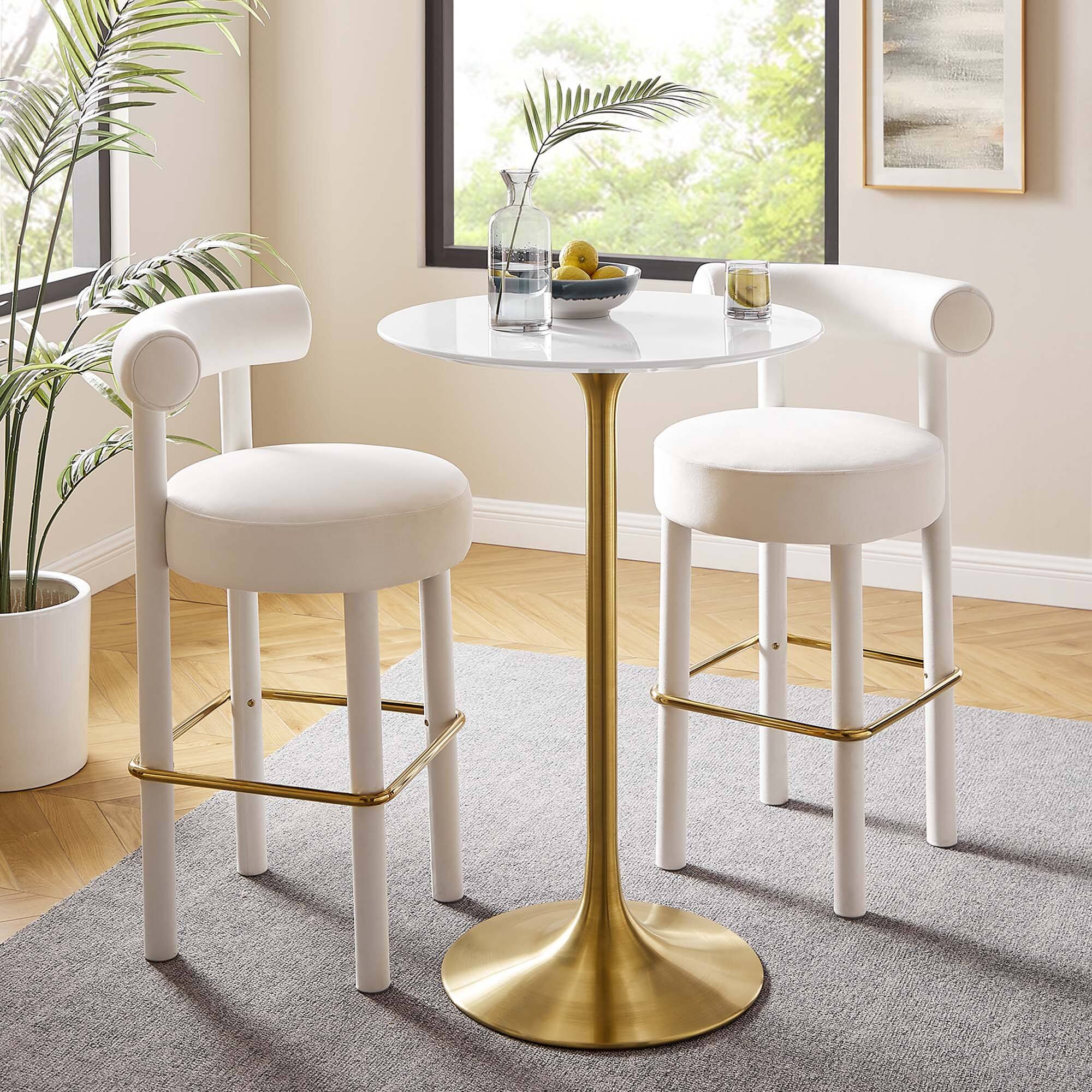 Alt View 1. Modway - Lippa Round Wood Bar Table - Gold White.