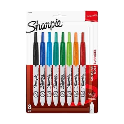 Sharpie - Retractable Permanent Markers, Ultra Fine Tip, Assorted, 8/Pack (1742025) price history on PriceWatchPro