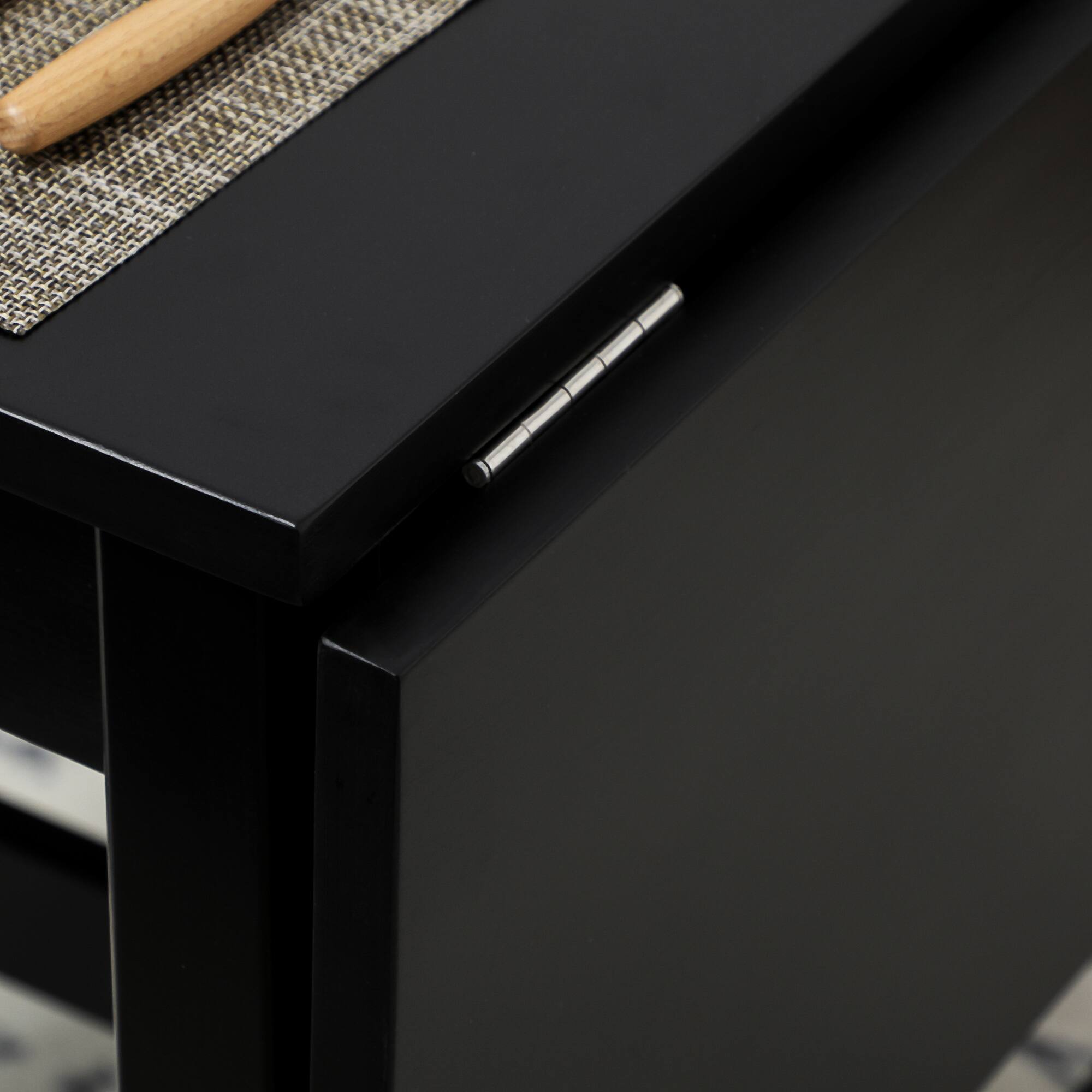 Alt View 7. Homcom - Wood Kitchen Table, Drop Leaf Tables for Small Spaces - Black.
