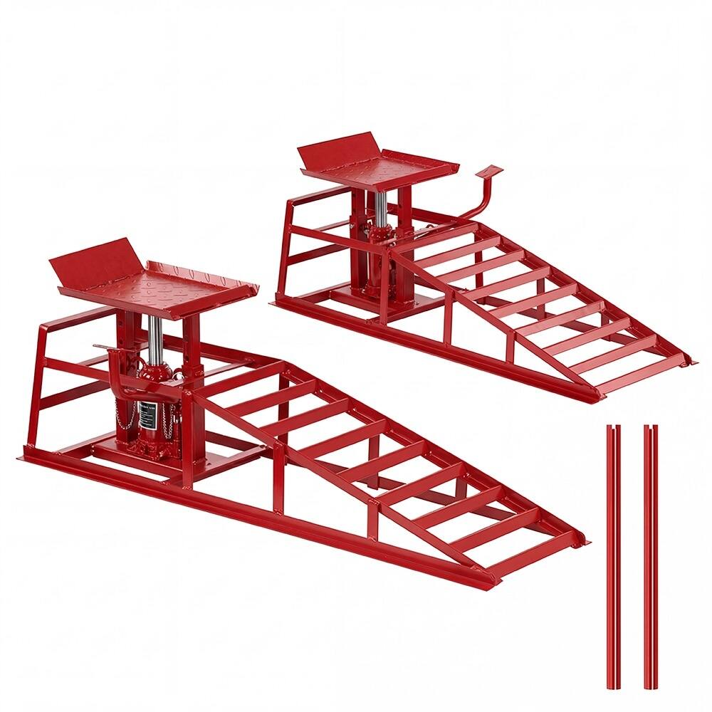 Front. Ropilly - Ropilly 5 Ton Hydraulic Car Ramps Truck Service Lifts with Pedal Red 2 Pack.