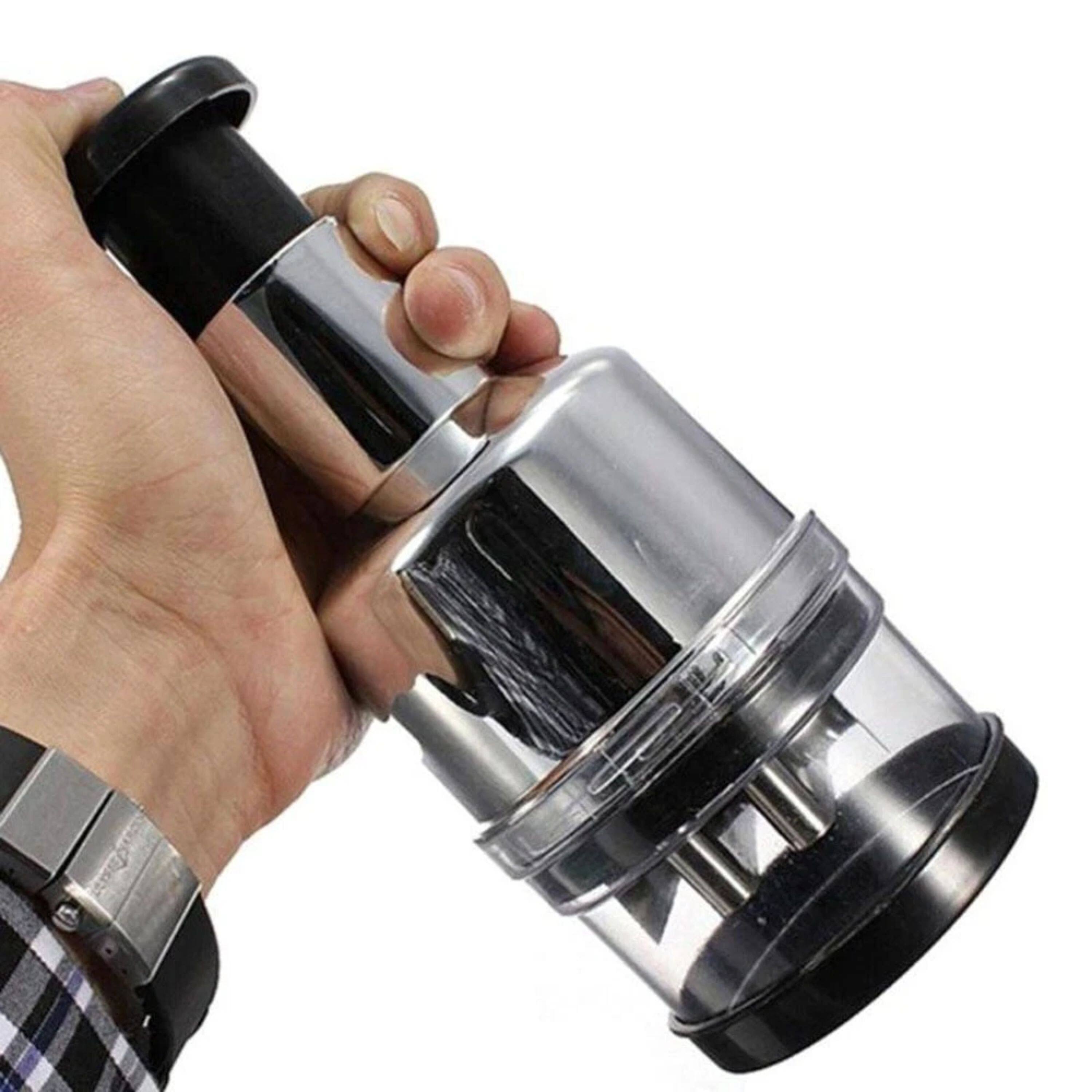 Left. Kitcheniva - Kitchen Vegetable Fruit Hand Chopper Cutter Slicer - Silver.