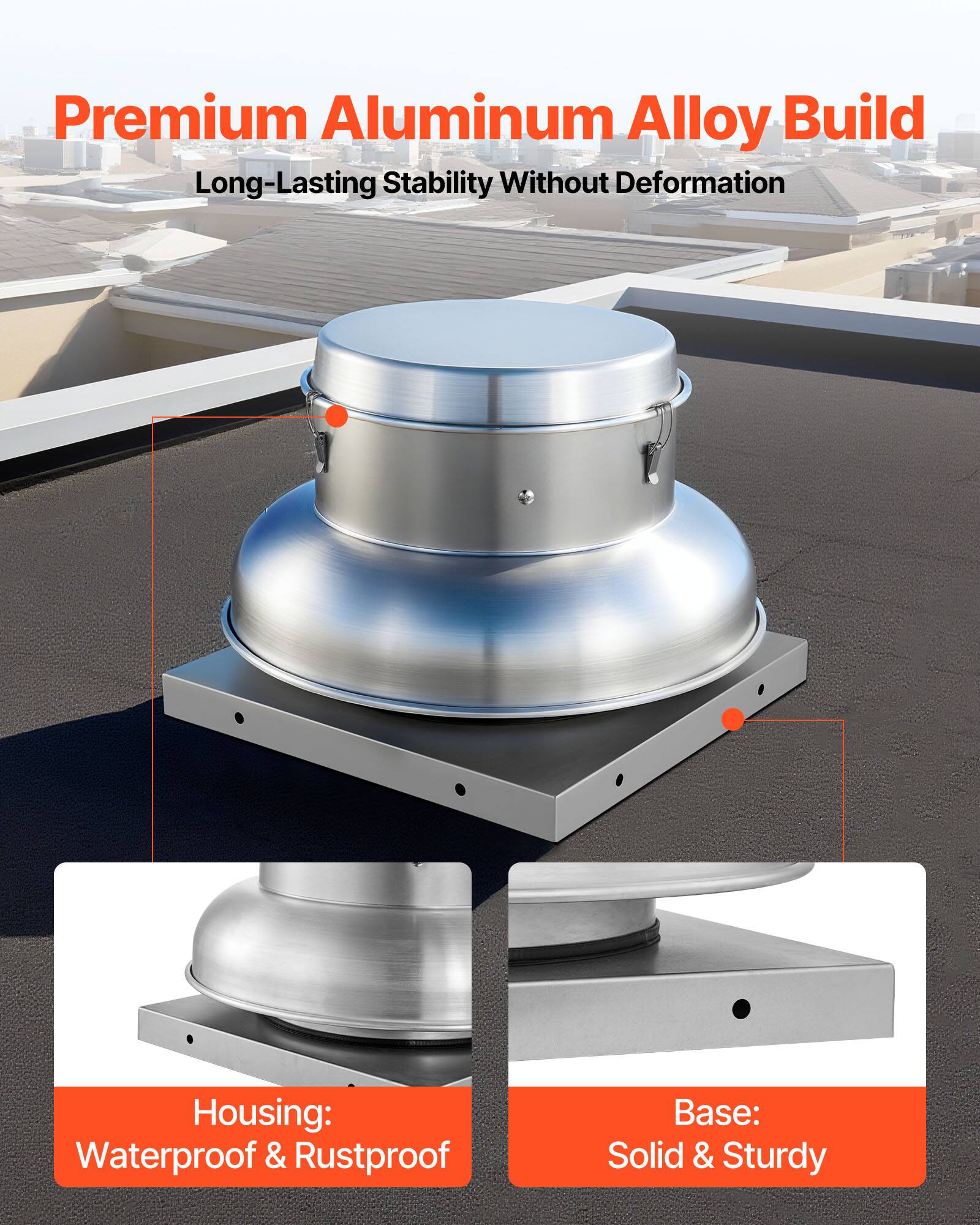 Premium Aluminum Alloy Build  
Long-Lasting Stability Without Deformation  

Housing: Waterproof & Rustproof  
Base: Solid & Sturdy
