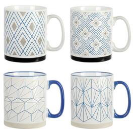 Mr. Coffee - Parkmill 17oz 4 Piece Stoneware Coffee Mug Set Designs - Assorted