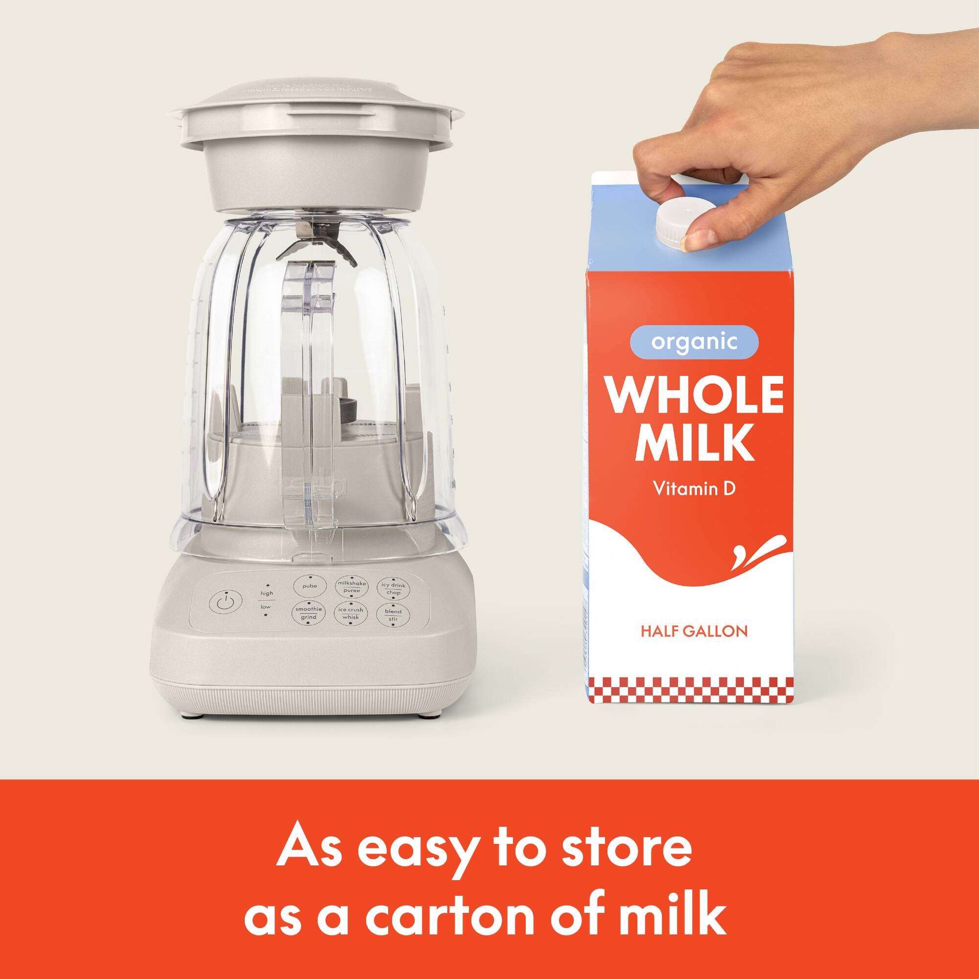 organic WHOLE MILK  
Vitamin D  
HALF GALLON  

As easy to store as a carton of milk