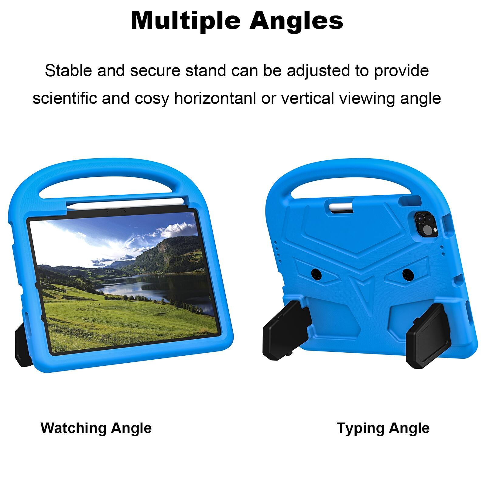 Multiple Angles

Stable and secure stand can be adjusted to provide scientific and cosy horizontal or vertical viewing angle

Watching Angle

Typing Angle