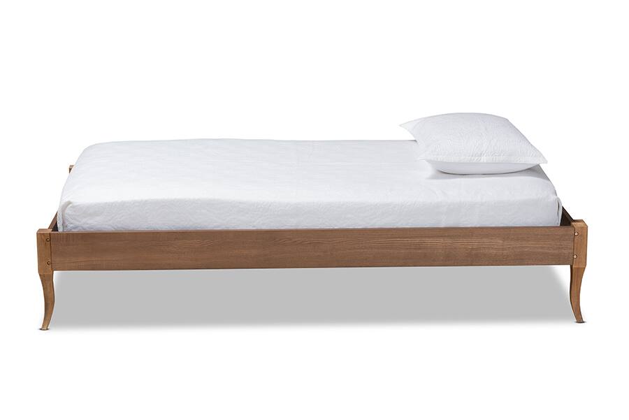 Angle. Baxton Studio - Marieke Vintage French Inspired Ash Walnut Finished Wood Twin Size Platform Bed Frame - Ash Walnut.