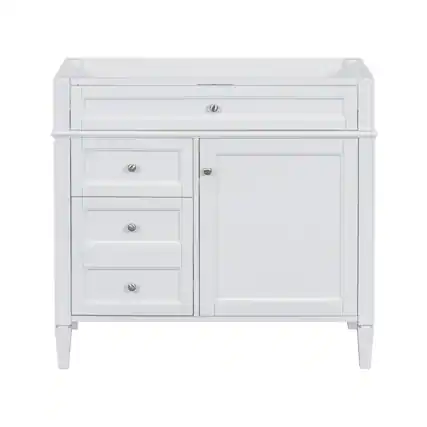 Front. Boyel Living - 36 Inch Modern Bathroom Vanity Cabinet Without Sink Solid Wood Frame White - White.