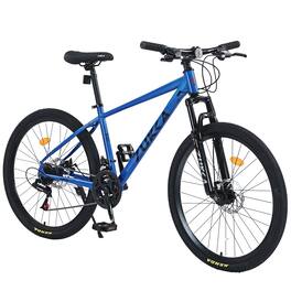 BreeBe - Mountain Bike for Men and Women 26 inch 24 Speed Suspension Fork KENDA Tires - Blue