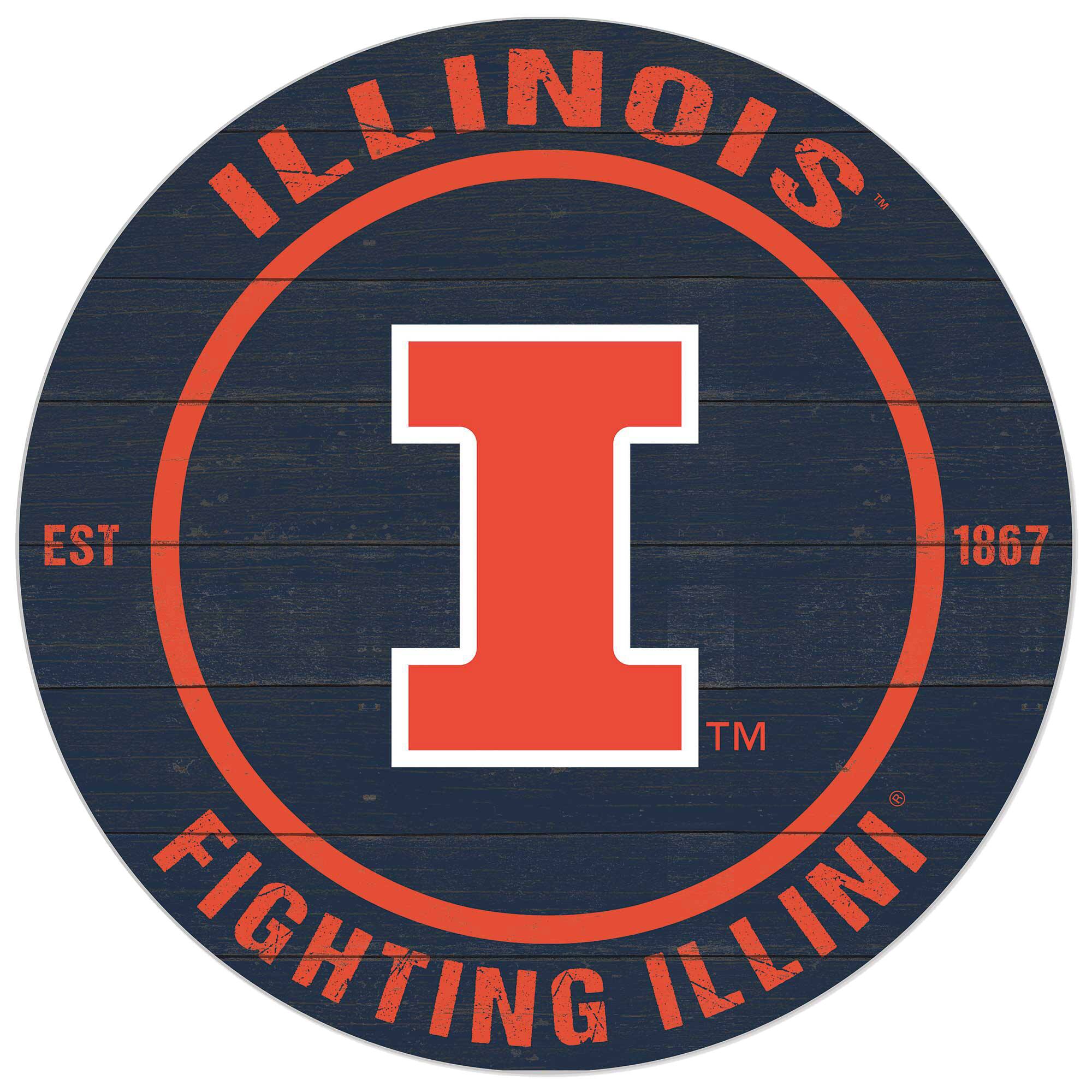 Illinois Fighting Illini 20'' x 20'' Indoor/Outdoor Circle Sign