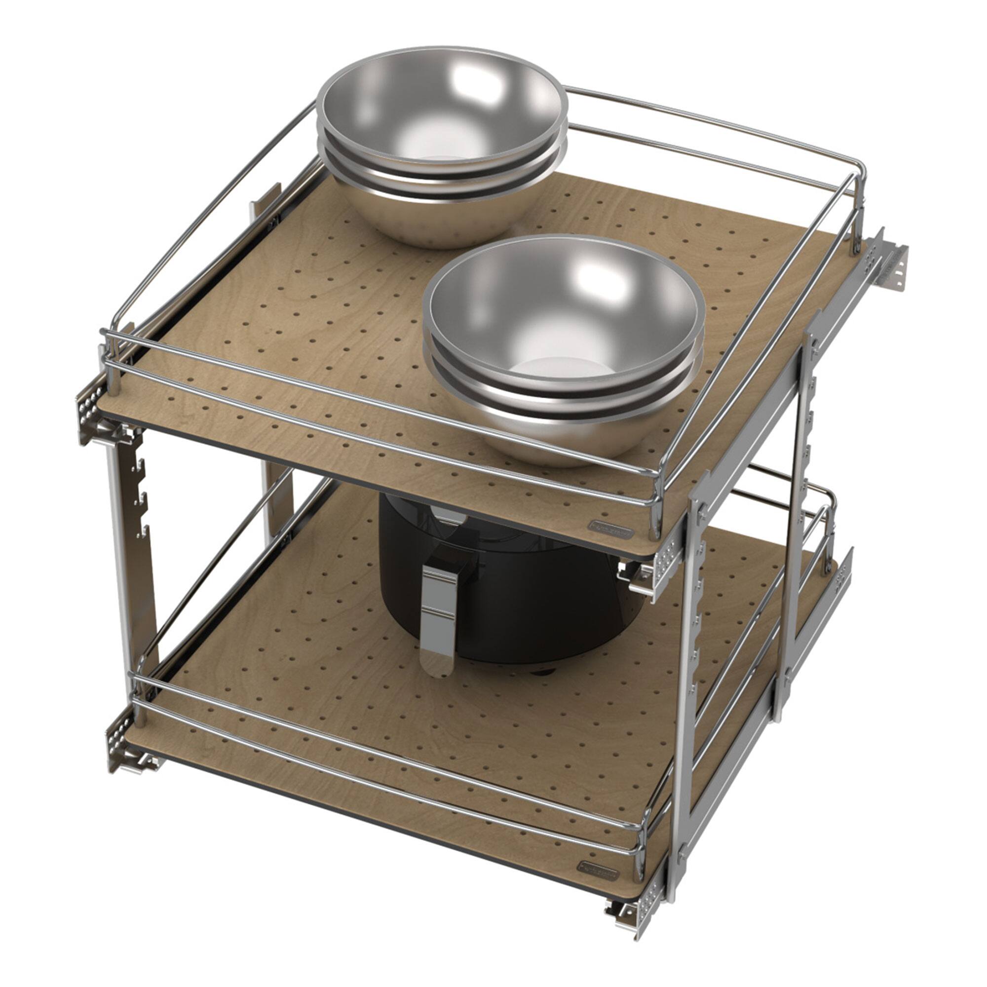 Alt View 1. Rev-A-Shelf - Rev-A-Shelf Two-Tier Solid Bottom Pullout Base Cabinet Organizer, 54BK-21SC-2-1 - Silver.